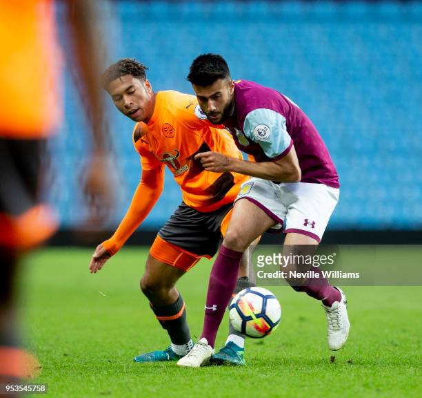 Easah Suliman of Aston Villa during the Premier League 2 play off semi final match between Aston Villa and Reading at Villa Park on May 01, 2018 in...