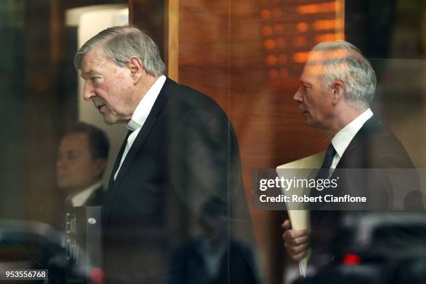 Cardinal George Pell leaves Melbourne Magistrates' Court on May 2, 2018 in Melbourne, Australia. Cardinal Pell was committed to stand trial on...