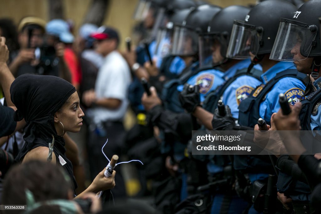 Demonstrators Protest Austerity Measures As The Island Struggles To Emerge From Hurricane Maria