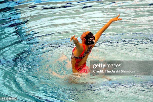 Yukiko Inui of Japan competes in the Solo Free Routine qualification on day two of the FINA Artistic Swimming Japan Open at the Tokyo Tatsumi...