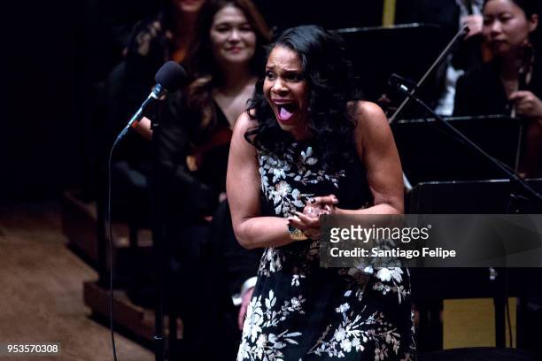 Audra McDonald performs onstage with the New York Philharmonic at Lincoln Center on May 1, 2018 in New York City.