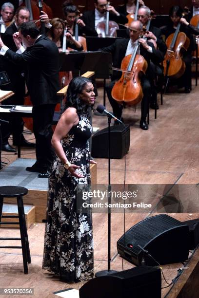 Audra McDonald performs onstage with the New York Philharmonic at Lincoln Center on May 1, 2018 in New York City.