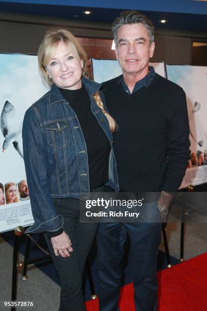 Paula Harwood and Peter Gallagher attend the premiere of Sony Pictures Classics' "The Seagull" at Writers Guild Theater on May 1, 2018 in Beverly...