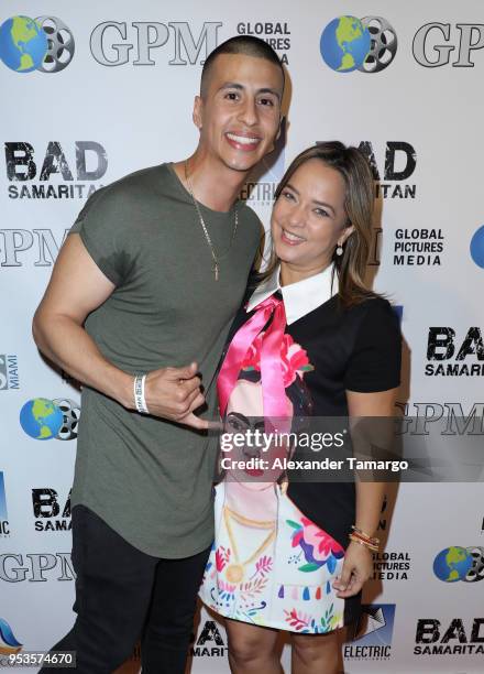 Carlito Olivero and Adamari Lopez attend the "Bad Samaritan" movie premiere at Landmark Theatres at Merrick Park on May 1, 2018 in Coral Gables,...