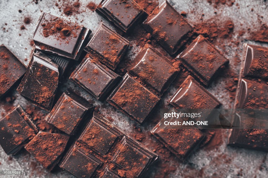 Dark chocolate with cocoa porwder