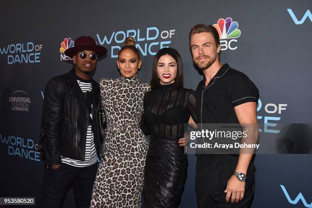 Ne-Yo, Jennifer Lopez, Jenna Dewan and Derek Hough attend FYC Event For NBC's "World Of Dance" at Saban Media Center on May 1, 2018 in North...