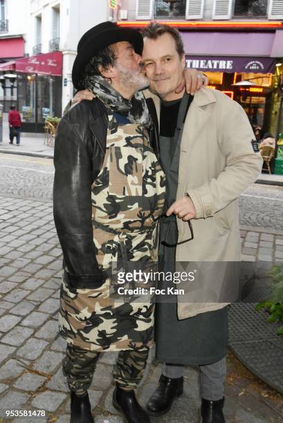 Singers Rachid Taha and Axel Bauer attend Zelia Van Den Bulke Aprons show At Zelia Abbesses Shop on May 1, 2018 in Paris, France.
