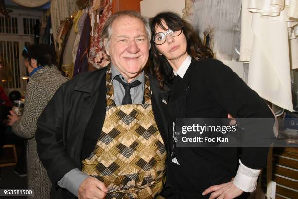 Actor/director Pierre Santini and fashion designer Zelia Van den Bulke attend Zelia Van Den Bulke Aprons show At Zelia Abbesses Shop on May 1, 2018...