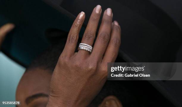 Gabrielle Union, ring detail, arrives to Universal Pictures' special screening of "Breaking In" at ArcLight Cinemas on May 1, 2018 in Hollywood,...