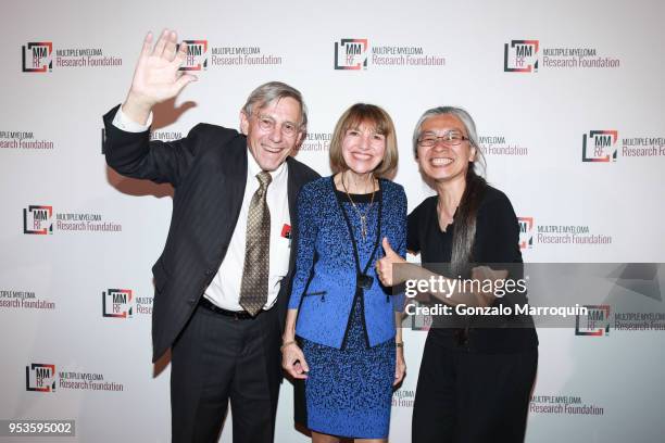 Bob Schneck, Sue Korn and Cora Schneck during the Multiple Myeloma Research Foundation's Laugh For Life at 583 Park Avenue on May 1, 2018 in New York...