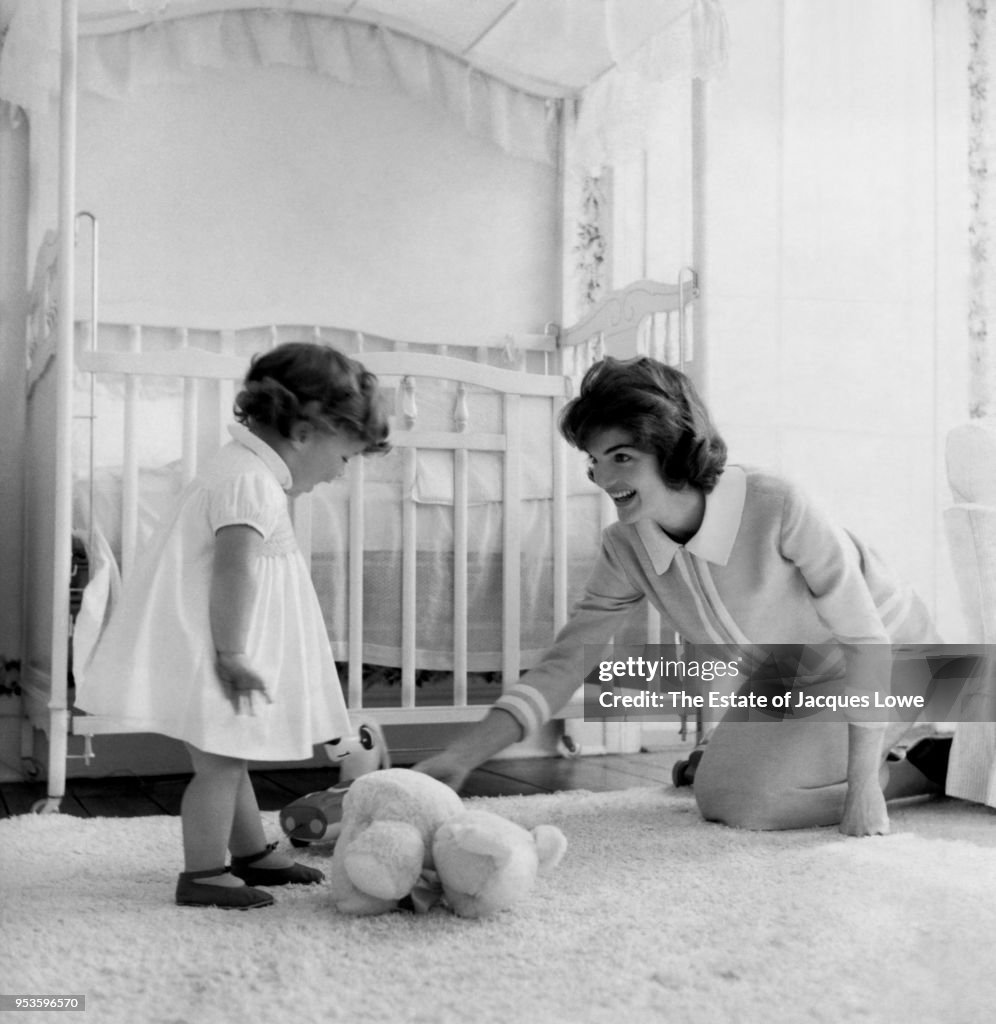 Jacqueline Kennedy Playing With Daughter