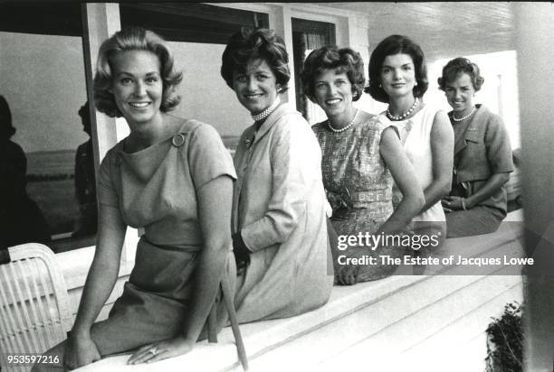 Portrait of members of the Kennedy family, from left, Joan Bennett Kennedy, Jean Kennedy Smith, Eunice Kennedy Shriver, Jacqueline Bouvier Kennedy ,...
