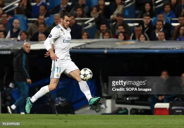 Bale in action during the UEFA Champions League Semi Final Second Leg match between Real Madrid and Bayern Munchen at the Santiago Bernabeu. Final...