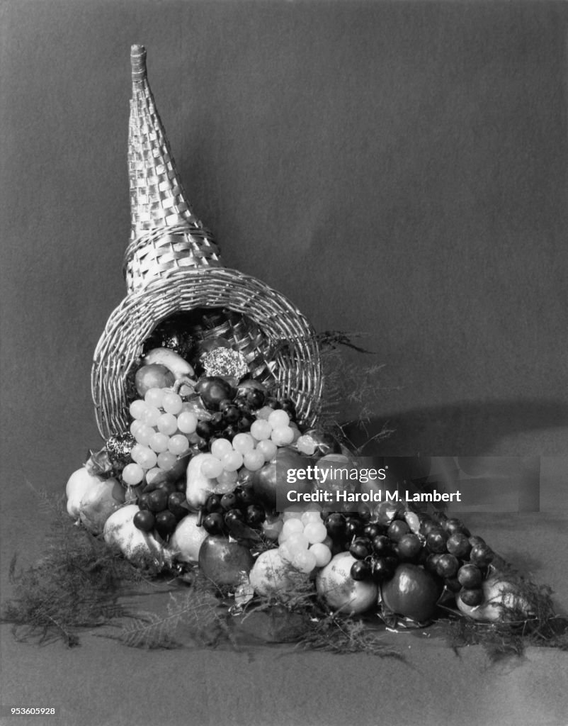 CORNUCOPIA OF DECORATED FRUITS