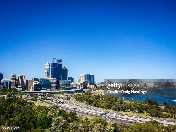 perth skyline city australia - perth skyline stock pictures, royalty-free photos & images