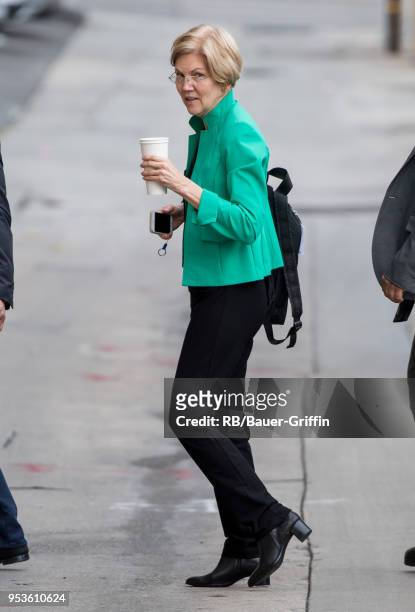 Senator Elizabeth Warren is seen at 'Jimmy Kimmel Live' on May 01, 2018 in Los Angeles, California.