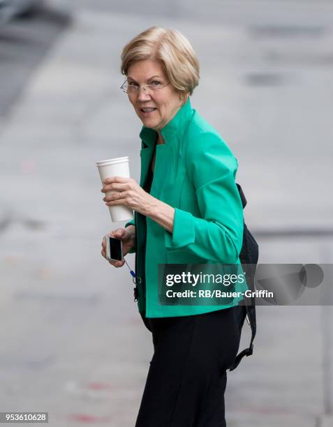 Senator Elizabeth Warren is seen at 'Jimmy Kimmel Live' on May 01, 2018 in Los Angeles, California.