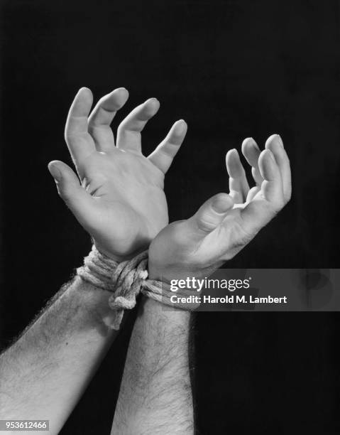 HUMAN HANDS TIED WITH ROPE