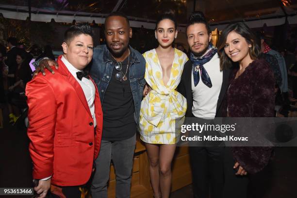 Ser Anzoategui, Lamorne Morris, Melissa Barrera, Ramses Jimenez and Erin Lim attend STARZ "VIDA" L.A. Red Carpet Premiere on May 1, 2018 in Los...