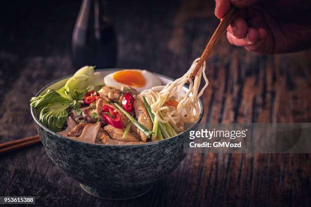 miso ramen noodle soup - miso ramen stock pictures, royalty-free photos & images