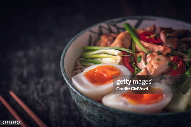 miso ramen noodle soup - miso ramen stock pictures, royalty-free photos & images