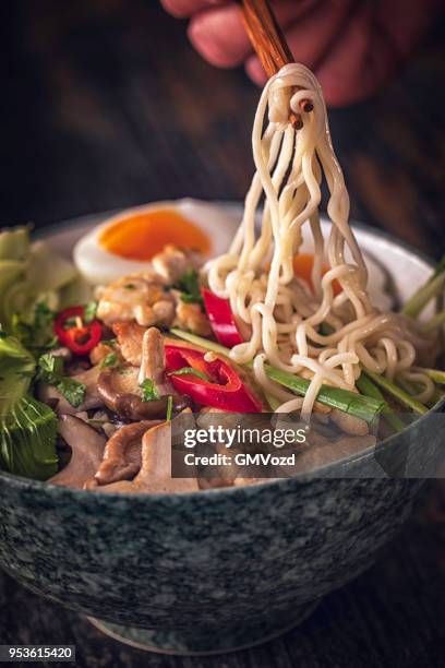 miso ramen noodle soup - miso ramen stock pictures, royalty-free photos & images