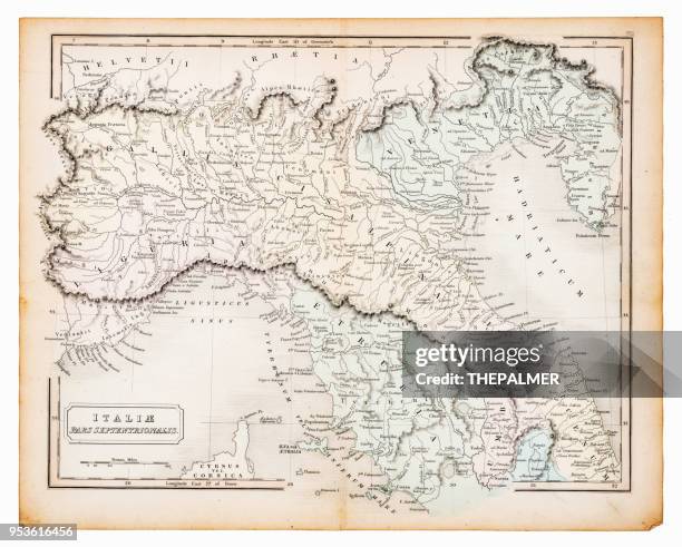 illustrations, cliparts, dessins animés et icônes de ancienne carte de 1863, italie - liguria stock