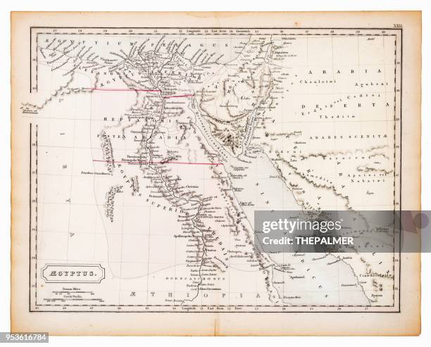 ancient map of egypt 1863 - ethiopia map stock illustrations