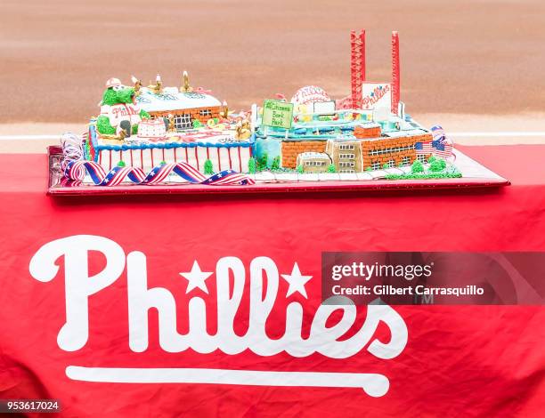 View of Phillie Phanatic's birthday cake during Phillie Phanatic's 40th Birthday Celebration at Citizens Bank Park on April 29, 2018 in Philadelphia,...