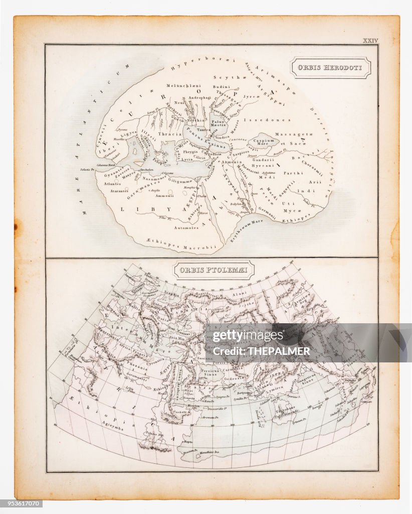 Ancient map of the known world 1863