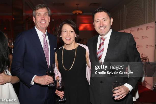 Mark Ayers, Lorri Ayers and Bill McHugh attend Multiple Myeloma Research Foundation's Laugh For Life at 583 Park Avenue on May 1, 2018 in New York...