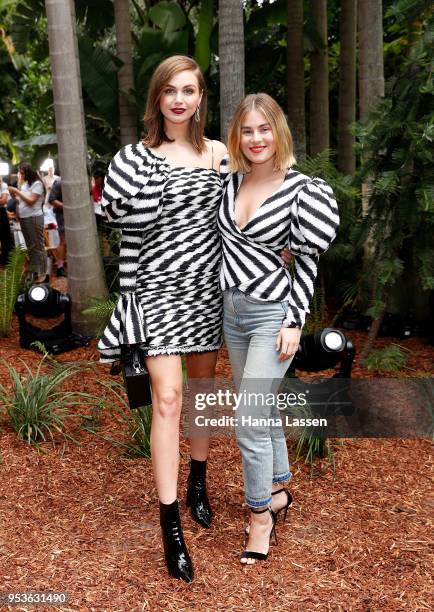 Ksenija Lukich and Carissa Walford arrive ahead of the AJE 10 Year Anniversary Resort Show on May 2, 2018 in Sydney, Australia.