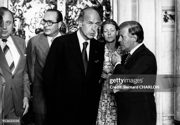 Rencontre entre le Président de la République Valéry Giscard D'Estaing et le chancelier allemand Helmut Schmidt, le 7 juillet 1976.