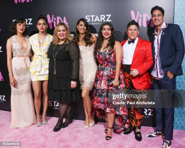 Mishel Prada, Melissa Barrera, Tanya Saracho, Maria Elena Laas, Chelsea Rendon, Ser Anzoategui and Carlos Miranda attend the premiere of Starz "Vida"...