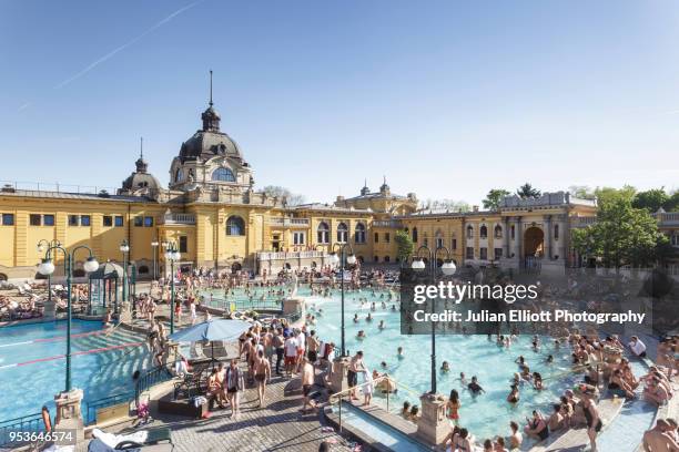 the szechenyi thermal bath in budapest, hungary. - thermal pool stock pictures, royalty-free photos & images