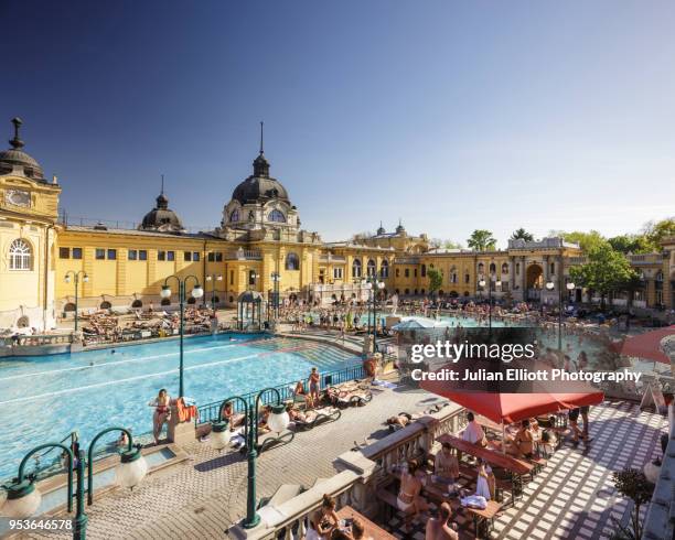 the szechenyi thermal bath in budapest, hungary. - piscine thermale photos et images de collection