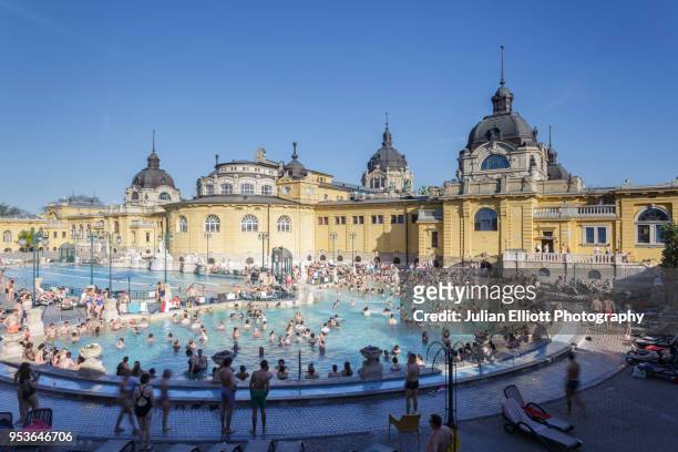 the szechenyi thermal bath in budapest, hungary. - budapest stock pictures, royalty-free photos & images