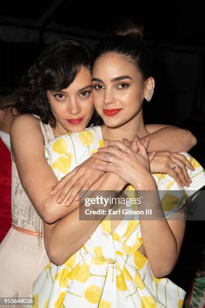 Mishel Prada and Melissa Barrera attend Starz "Vida" Afterparty at Regal LA Live Stadium 14 on May 1, 2018 in Los Angeles, California.