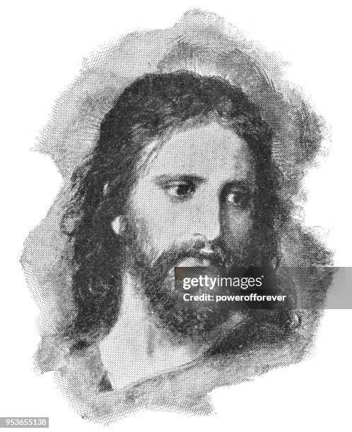 bildbanksillustrationer, clip art samt tecknat material och ikoner med kristi bild av heinrich hofmann - 1800-talet - ansiktsbilder