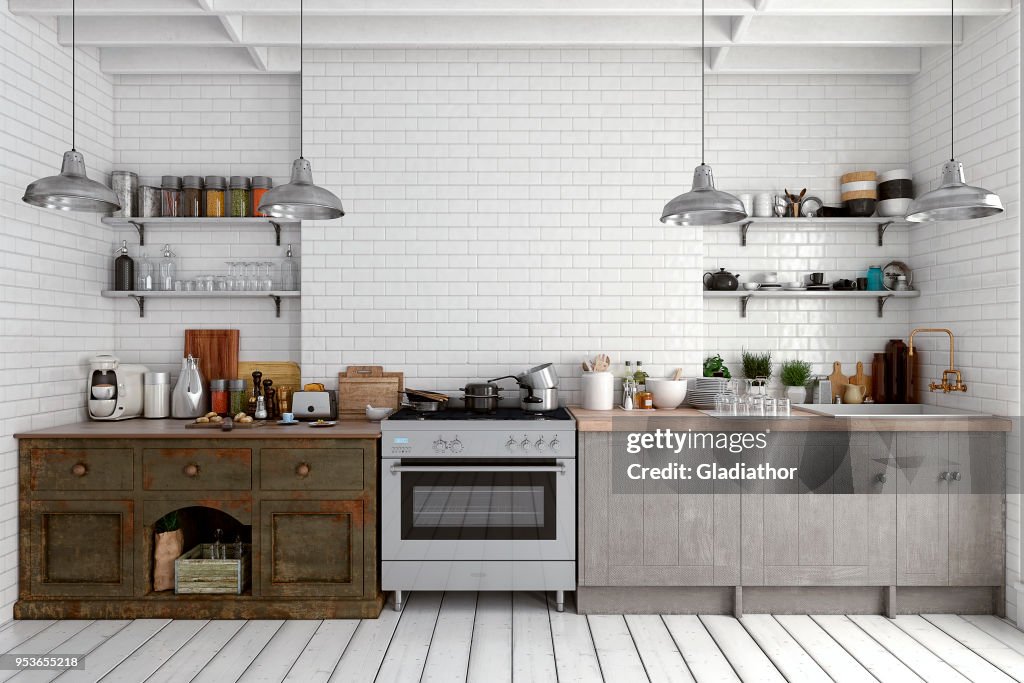 Empty classic kitchen