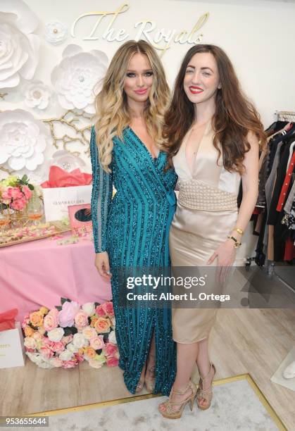 Actress Amber Martinez poses with host Katarina Van Derham at Katarina Van Derham's Exclusive Glamour Garden Pop Up Shop held at The Royals Paris on...