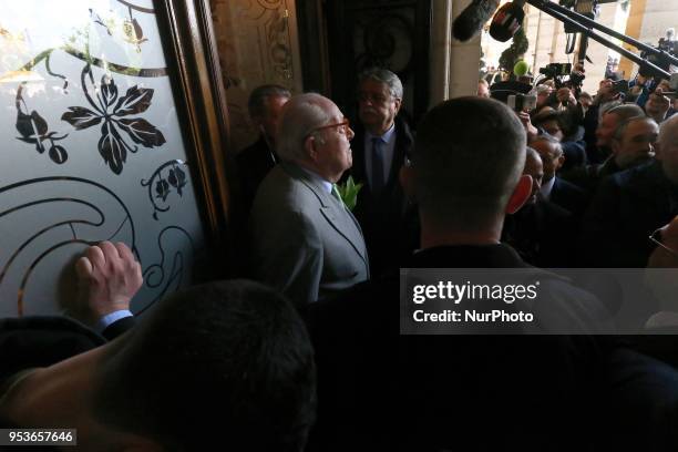 France's far-right Front National party founder and former leader Jean-Marie Le Pen attendS the annual rally in honor of Jeanne d'Arc at the Place...