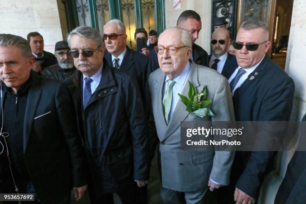 France's far-right Front National party founder and former leader Jean-Marie Le Pen attendS the annual rally in honor of Jeanne d'Arc at the Place...