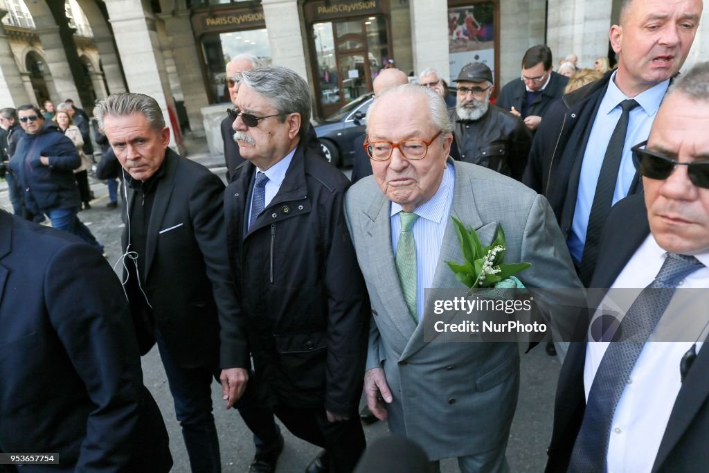 Jean-Marie Le Pen attends the annual rally in honor of Jeanne d'Arc in Paris