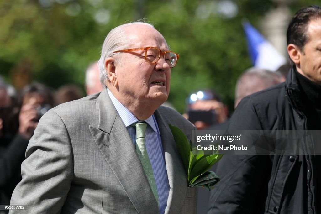 Jean-Marie Le Pen attends the annual rally in honor of Jeanne d'Arc in Paris