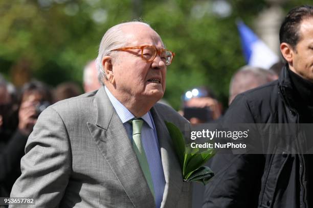 France's far-right Front National party founder and former leader Jean-Marie Le Pen attendS the annual rally in honor of Jeanne d'Arc at the Place...