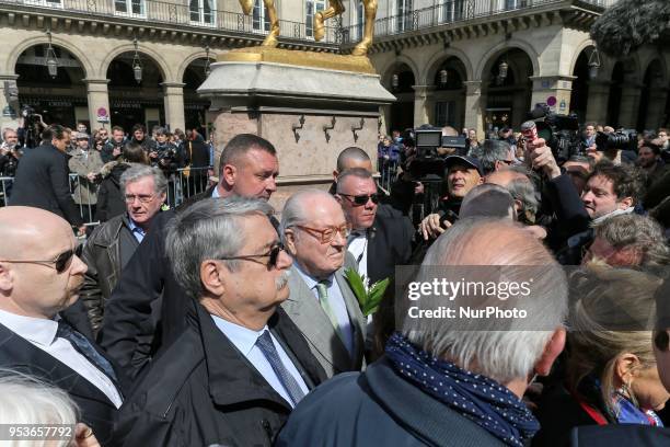 France's far-right Front National party founder and former leader Jean-Marie Le Pen attendS the annual rally in honor of Jeanne d'Arc at the Place...