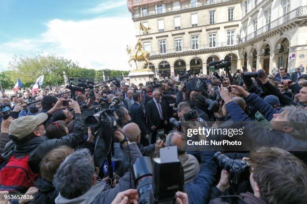 France's far-right Front National party founder and former leader Jean-Marie Le Pen attendS the annual rally in honor of Jeanne d'Arc at the Place...