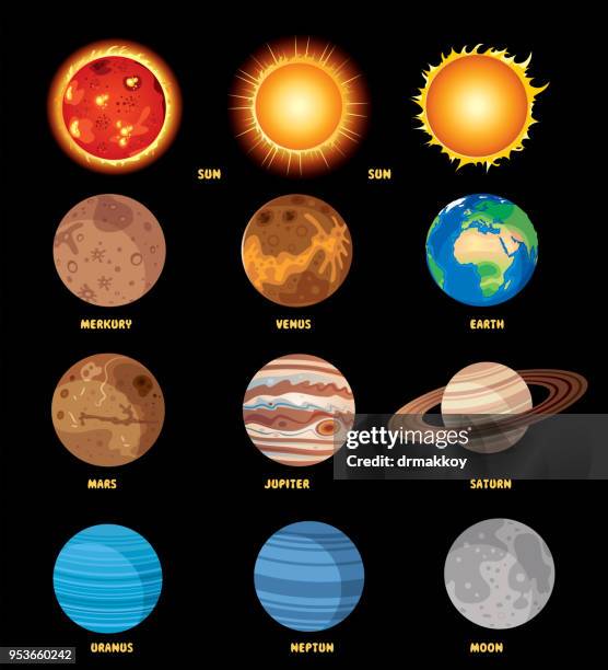 solar system poster - pluto dwarf planet stock illustrations