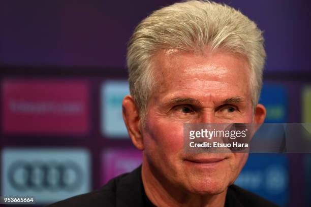 Head coach Jupp Heynckes of Bayern Muenchen attends a press conference after the Bundesliga match between FC Bayern Muenchen and Eintracht Frankfurt...